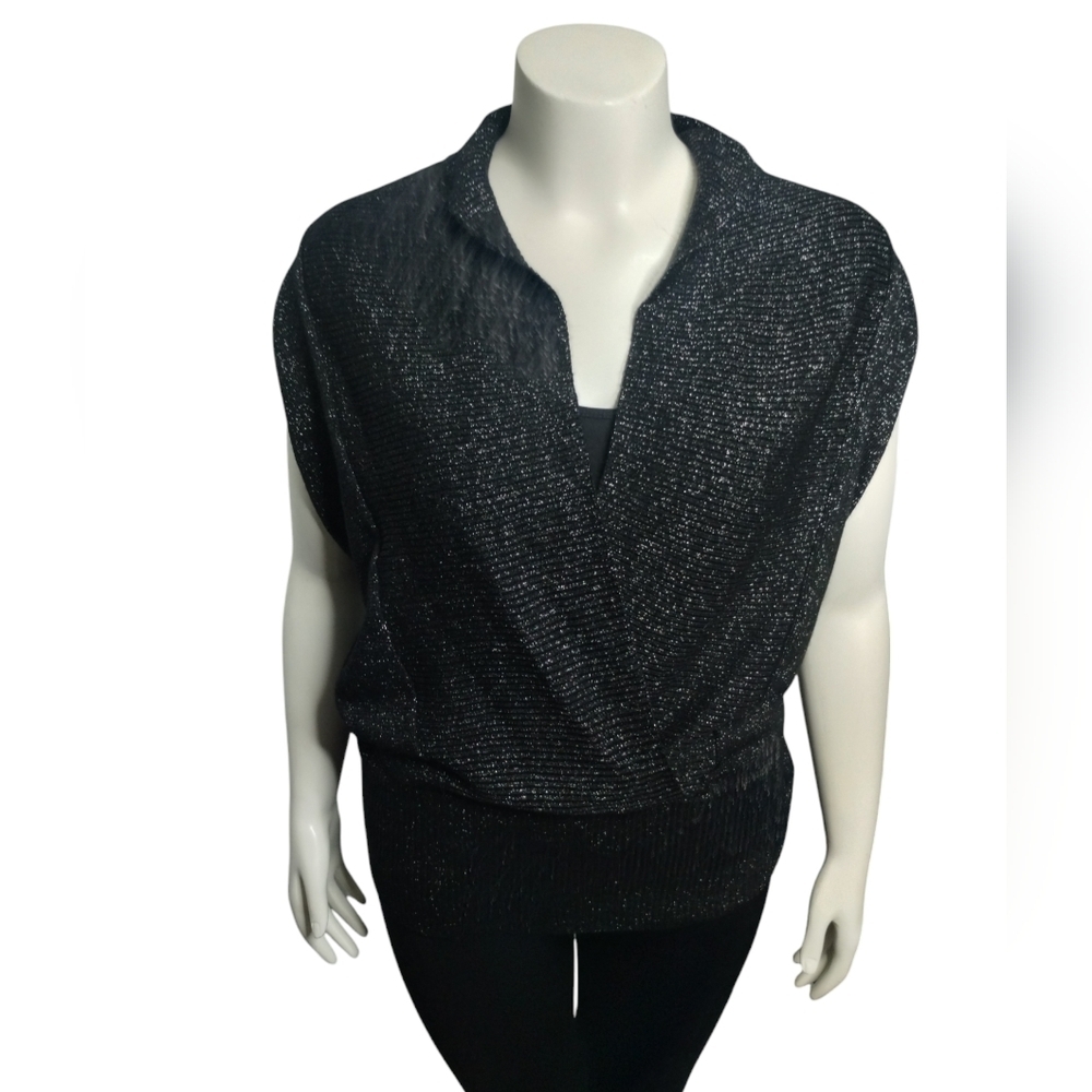 Steve Madden Women's Ribbed Shimmer Sleeves Party Holiday Sweater Size XL Shimme